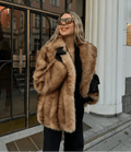 Damen Jacke aus Kunstfell – Braun – Noravolo
