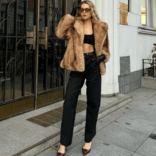 Damen Jacke aus Kunstfell – Produktfoto – Noravolo