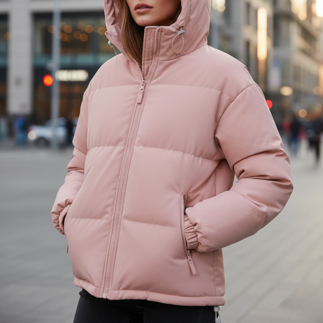 Damen Steppjacke tailliert – Pink – Noravolo