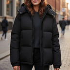 Damen Steppjacke tailliert – Schwarz – Noravolo