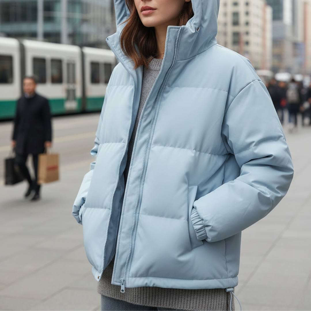 Damen Steppjacke tailliert – Hellblau – Noravolo