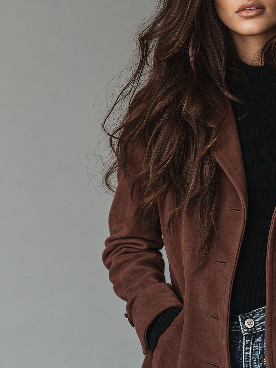 Damen Trenchcoat mit breitem Reverskragen – Produktfoto – Noravolo