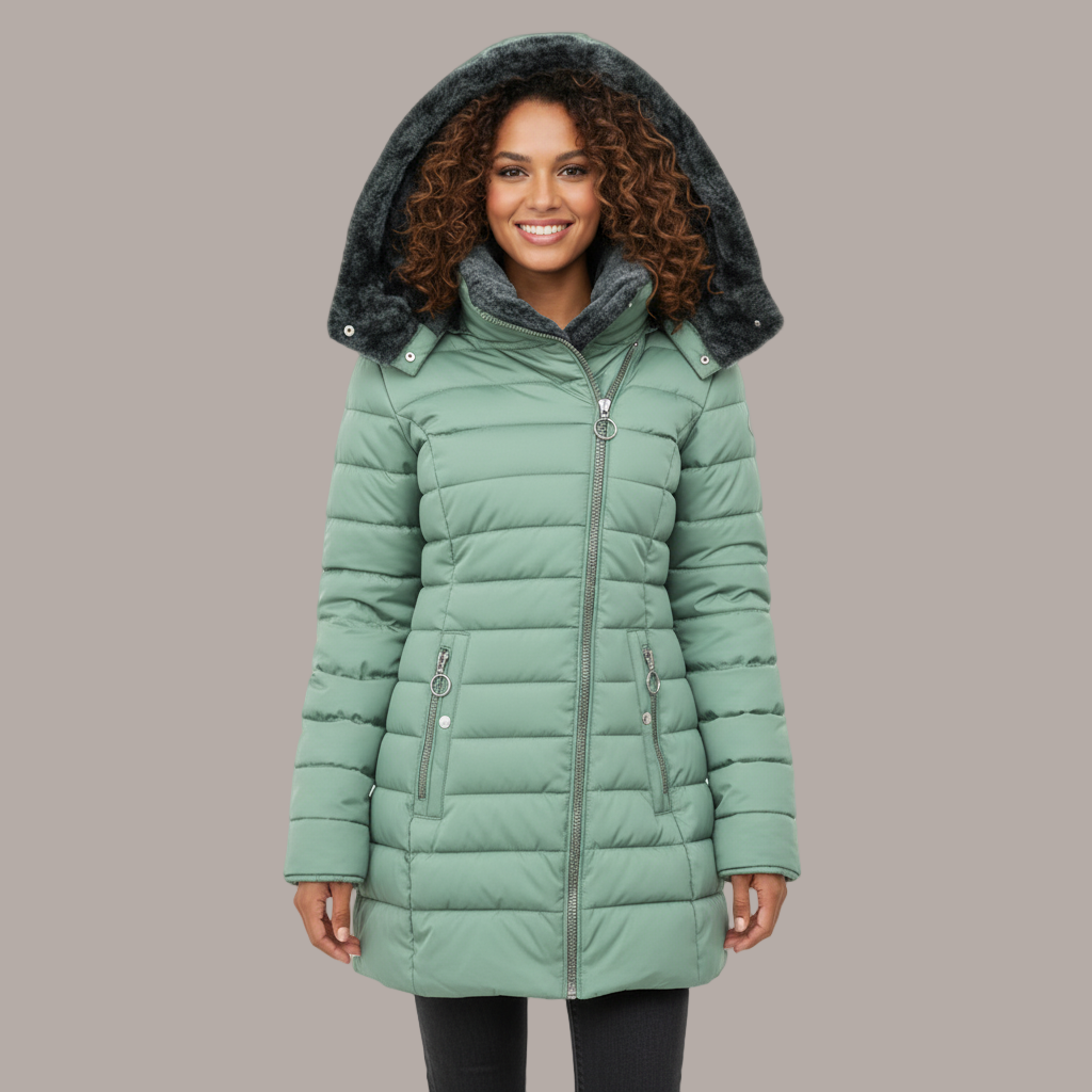 Damen Wintermantel mit weichem Innenfutter – Produktfoto – Noravolo