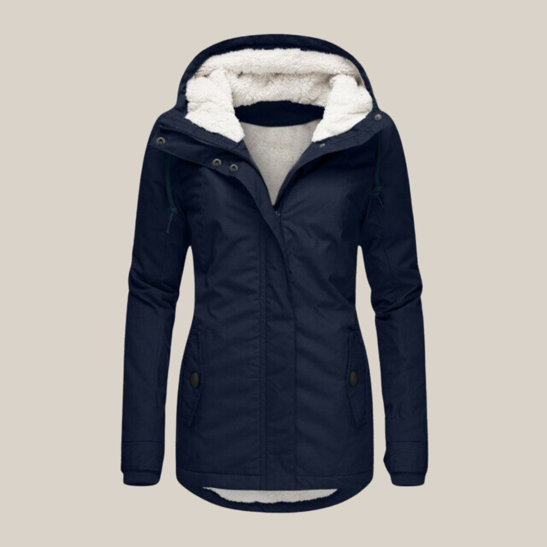 Damen Parka mit Teddyfutter – Blau – Noravolo