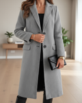 Damen Longline-Mantel – Grau – Noravolo