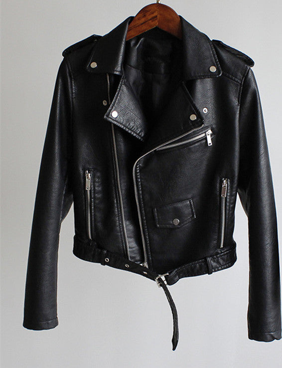 Damen Bikerjacke cropped – Schwarz – Noravolo