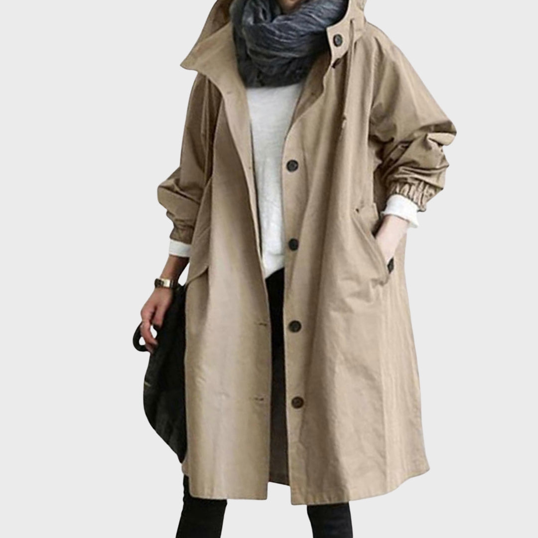 Damen Mantel in schlanker Linie – Khaki – Noravolo