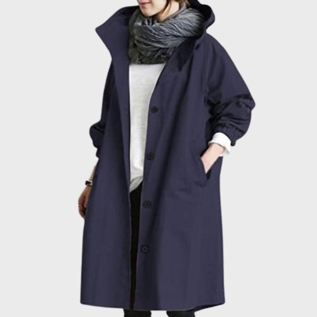 Damen Mantel in schlanker Linie – Marineblau – Noravolo