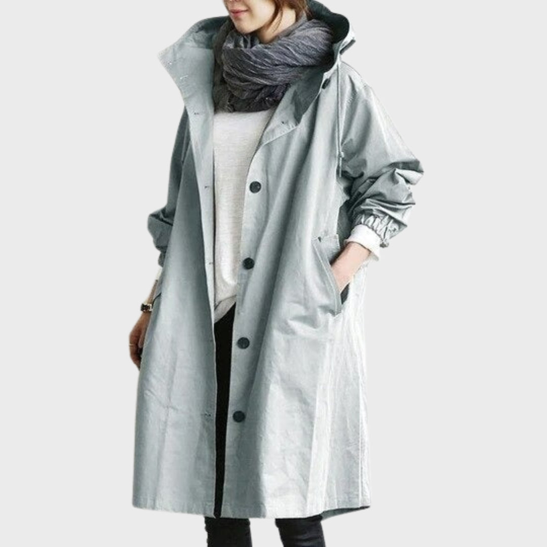 Damen Mantel in schlanker Linie – Hellblau – Noravolo
