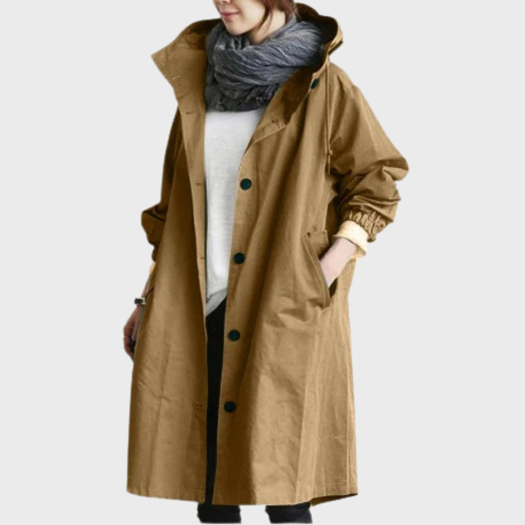 Damen Mantel in schlanker Linie – Braun – Noravolo