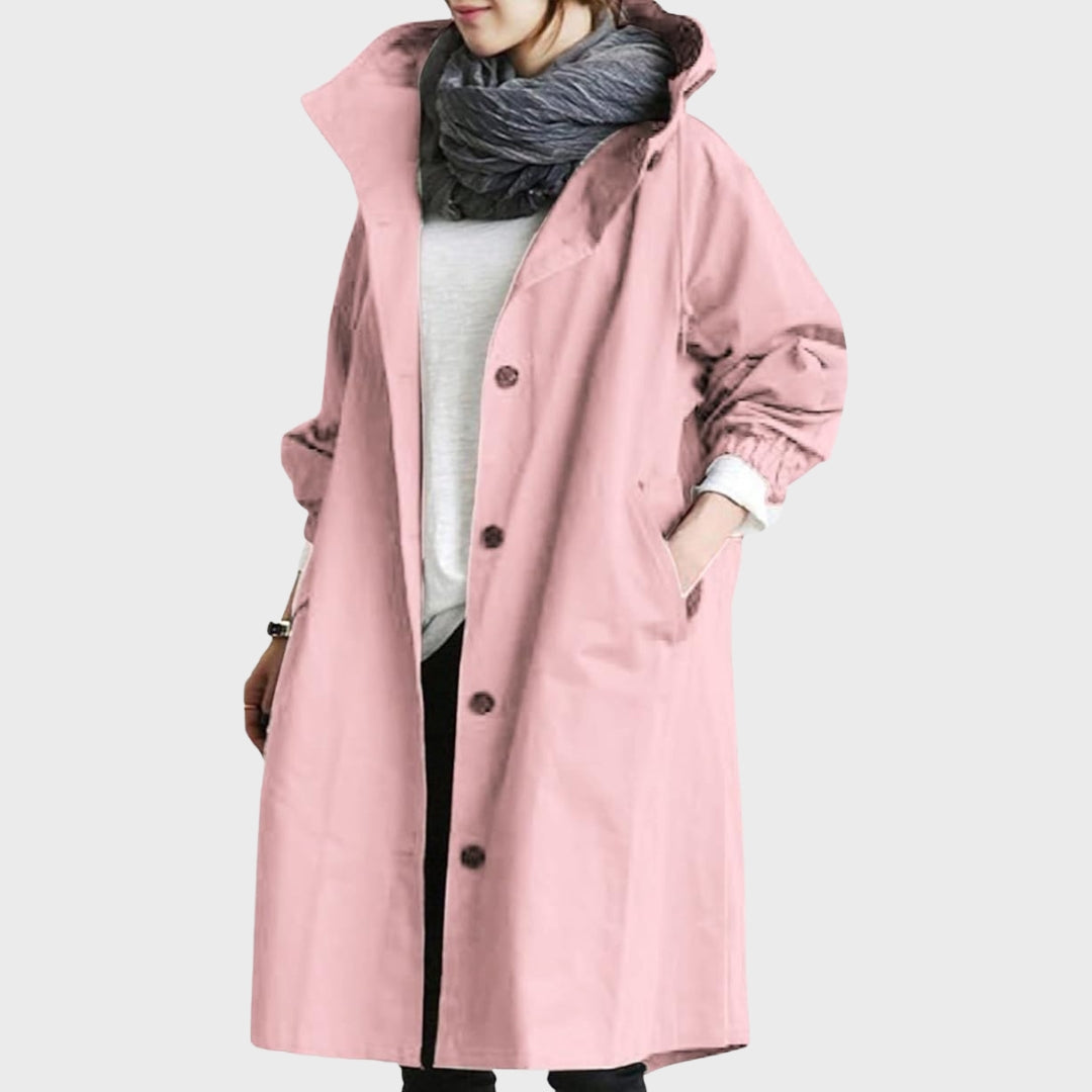 Damen Mantel in schlanker Linie – Rosa – Noravolo
