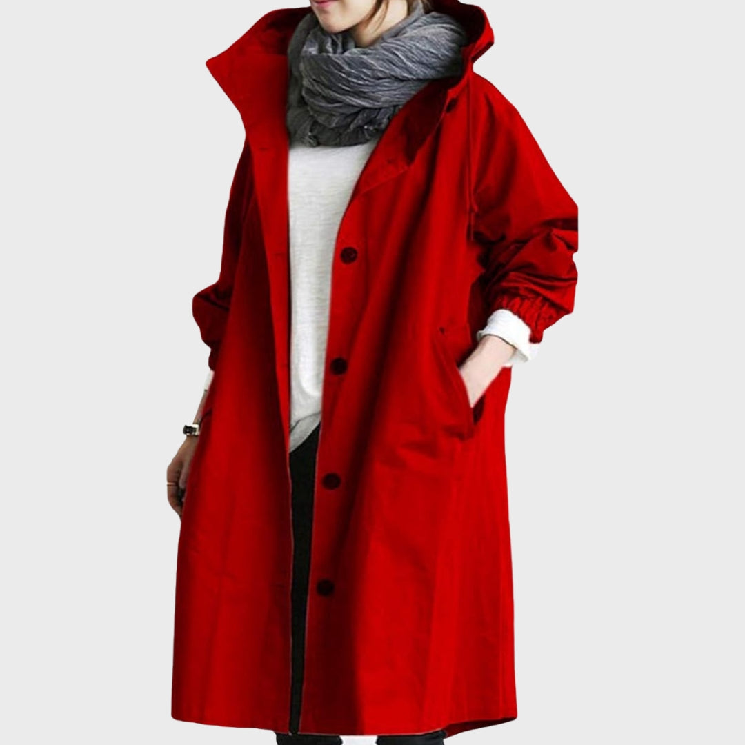 Damen Mantel in schlanker Linie – Rot – Noravolo