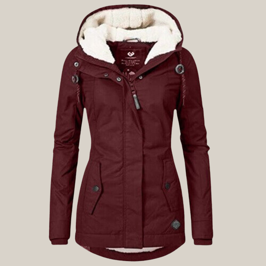 Damen Parka mit Teddyfutter – Rot – Noravolo