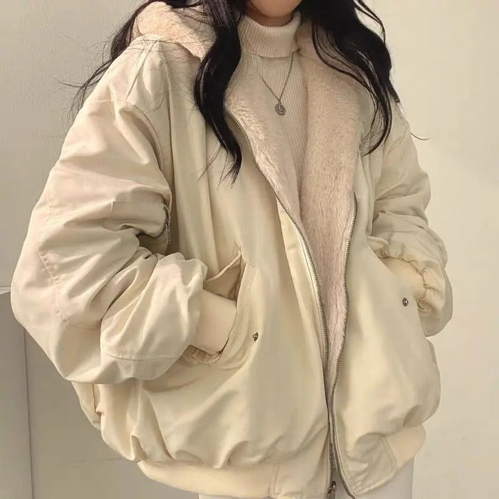 Damen Winterjacke doppellagig – Beige – Noravolo