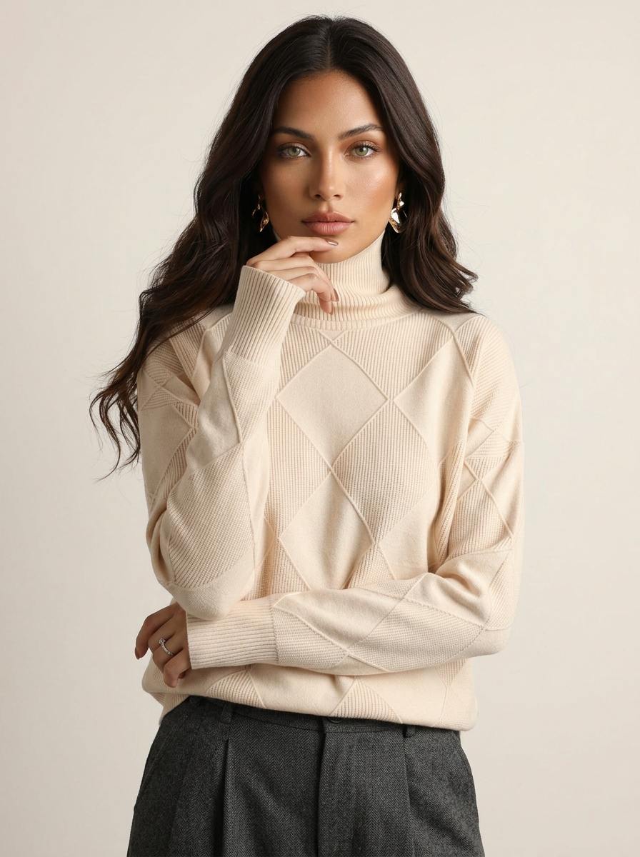 Damen Strickpullover – Beige – Noravolo