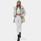 Damen Jacke lang mit Kapuze – Produktfoto – Noravolo