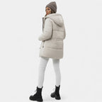 Damen Jacke lang mit Kapuze – Produktfoto – Noravolo