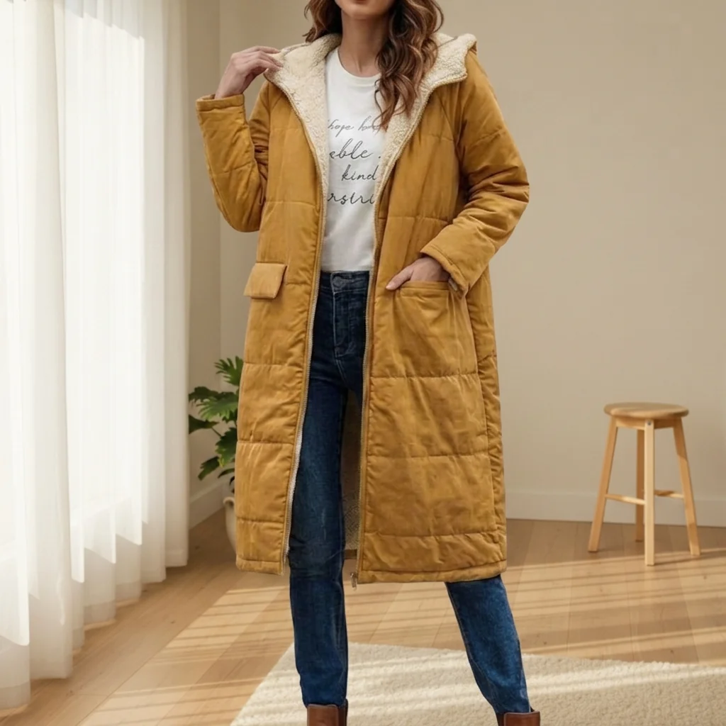 Damen Jacke im Longline-Stil – Gelb – Noravolo