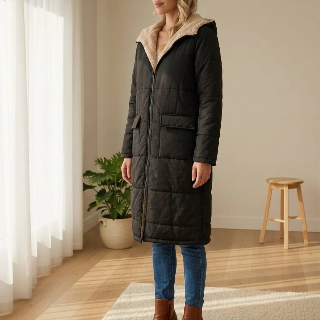 Damen Jacke im Longline-Stil – Schwarz – Noravolo