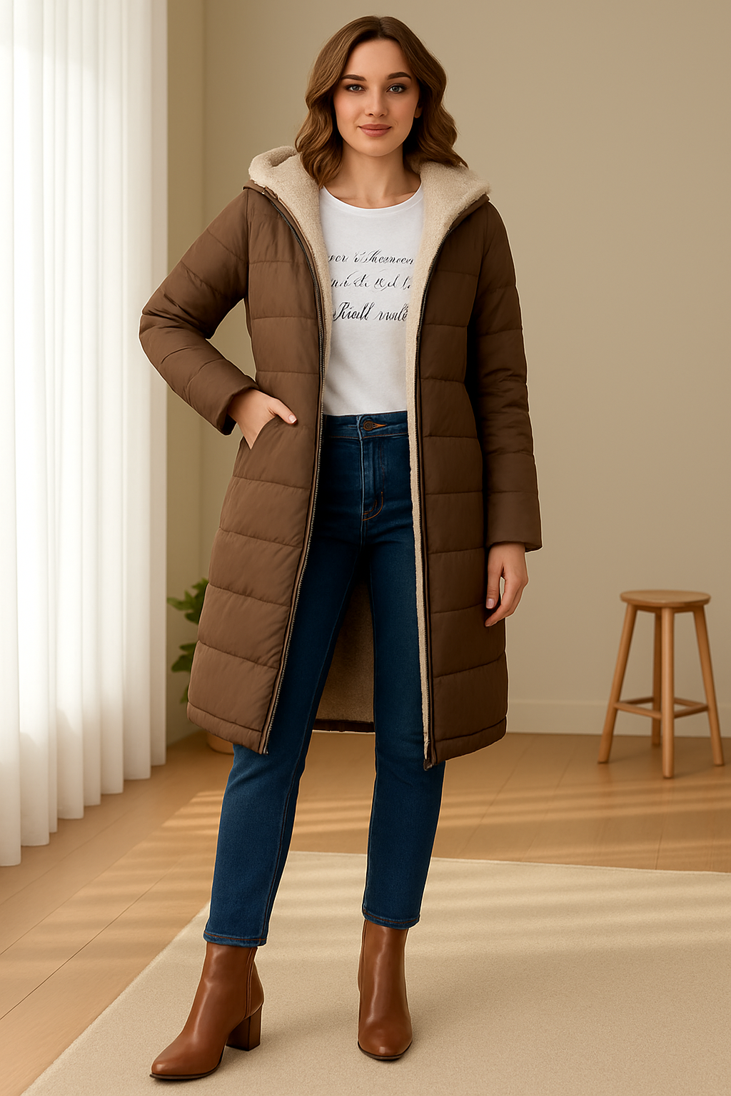 Damen Jacke im Longline-Stil – Produktfoto – Noravolo