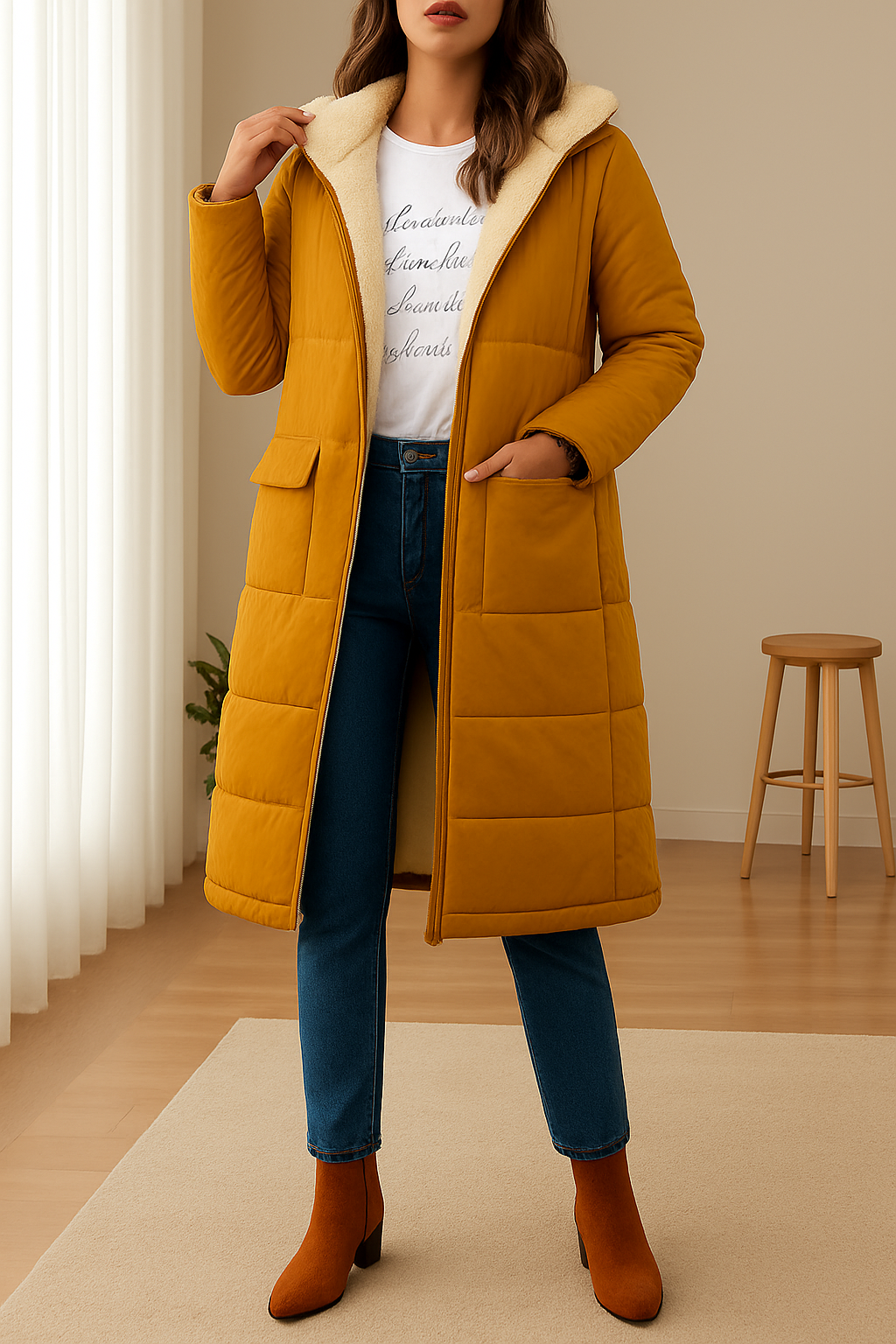 Damen Jacke im Longline-Stil – Produktfoto – Noravolo