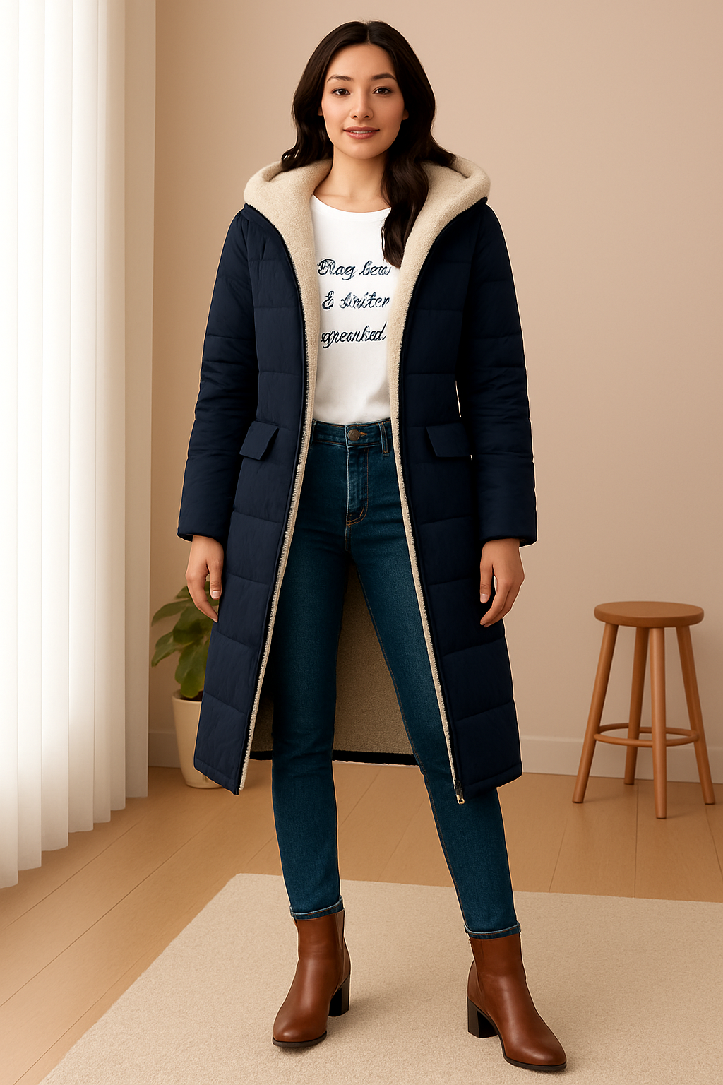 Damen Jacke im Longline-Stil – Produktfoto – Noravolo