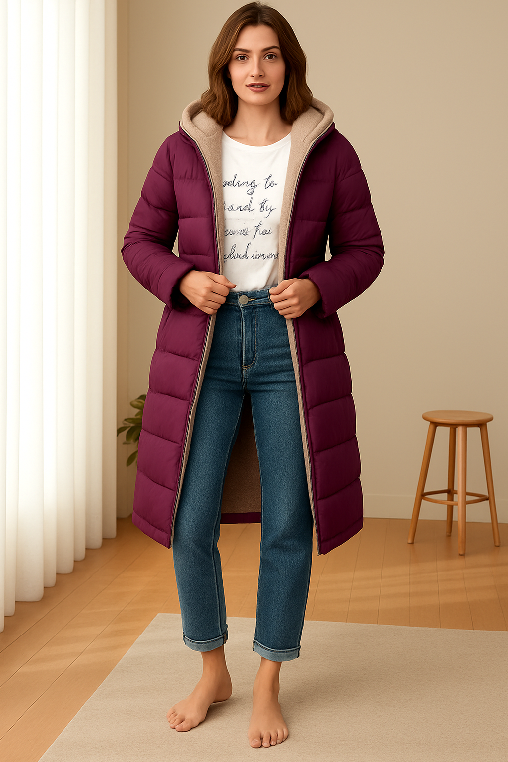 Damen Jacke im Longline-Stil – Produktfoto – Noravolo