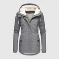 Damen Winterjacke mit Kapuze – Grau – Noravolo