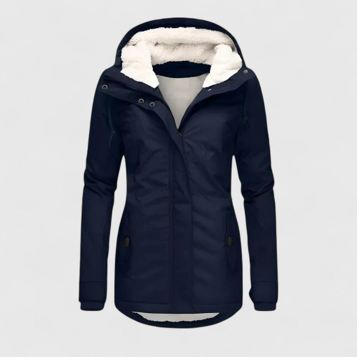 Damen Winterjacke mit Kapuze – Marineblau – Noravolo