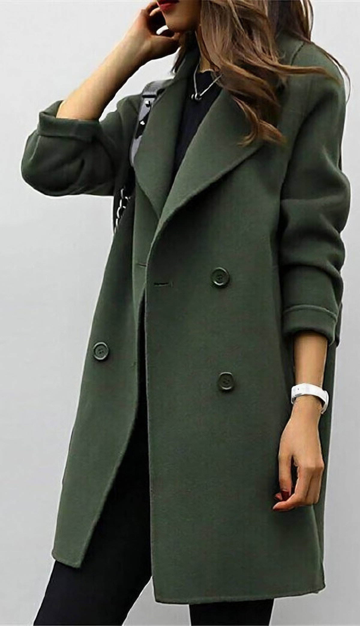 Damen Mantel mit breitem Revers – Produktfoto – Noravolo