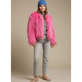 Damen Mantel in Felloptik – Fuchsia – Noravolo
