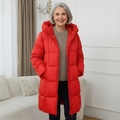 Damen Langer Wintermantel – Rot – Noravolo