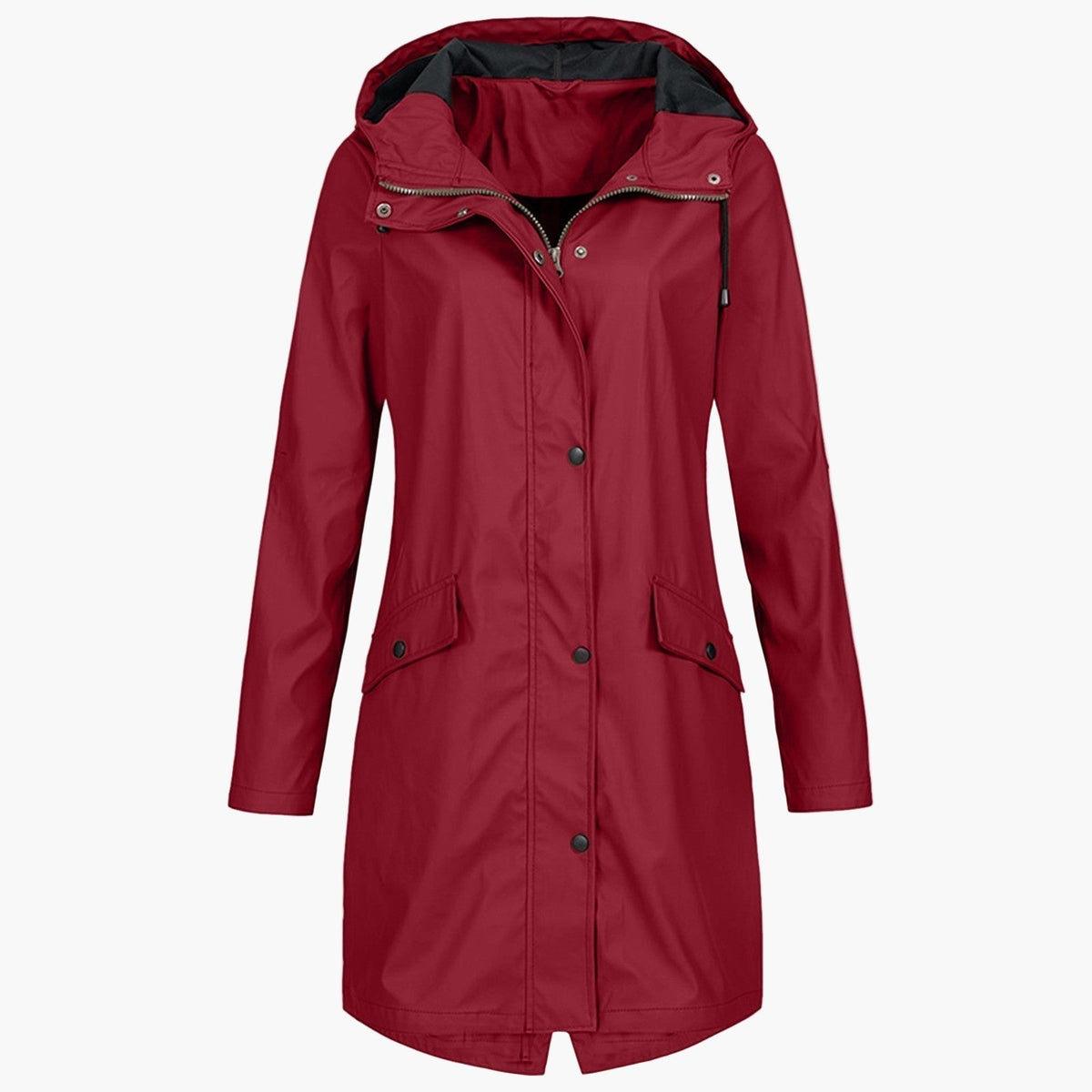 Damen Regenmantel mit Kapuze – Rot – Noravolo