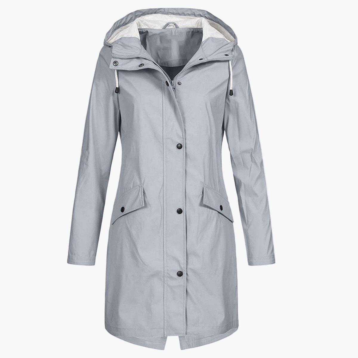 Damen Regenmantel mit Kapuze – Grau – Noravolo