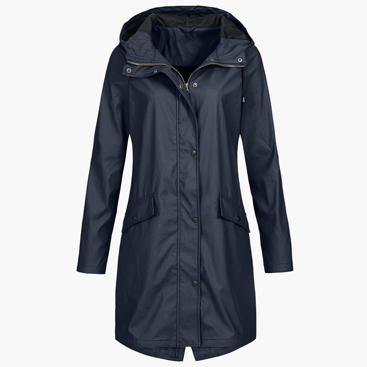 Damen Regenmantel mit Kapuze – Marineblau – Noravolo