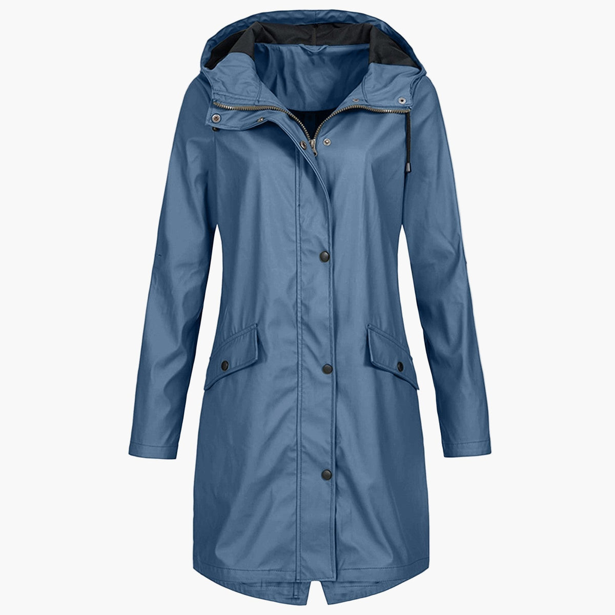 Damen Regenmantel mit Kapuze – Blau – Noravolo