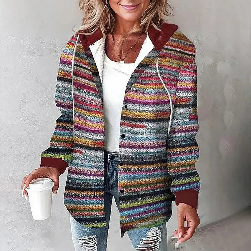 Damen Jacke mit Kapuze – Mehrfarbig – Noravolo
