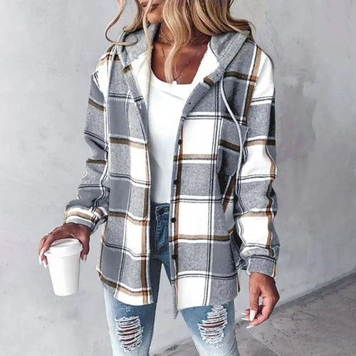 Damen Jacke mit Kapuze – Grau – Noravolo