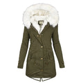 Damen Parka mit Kunstfellkapuze – Grün – Noravolo