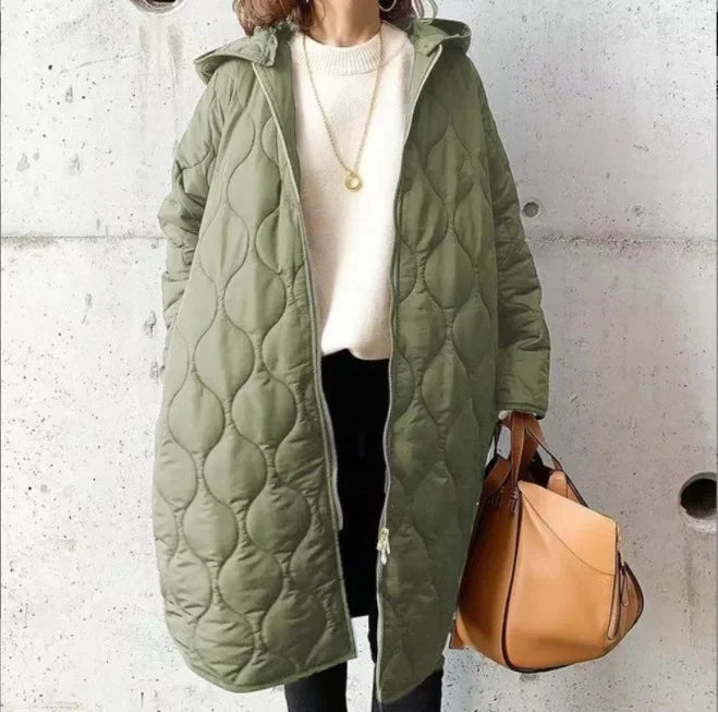 Damen Steppjacke Longline – Grün – Noravolo
