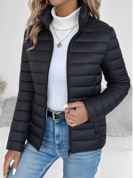 Damen Steppjacke schlank geschnitten – Schwarz – Noravolo