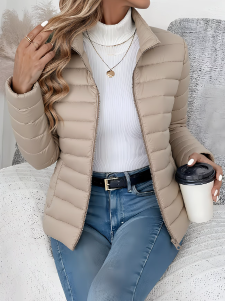 Damen Steppjacke schlank geschnitten – Beige – Noravolo