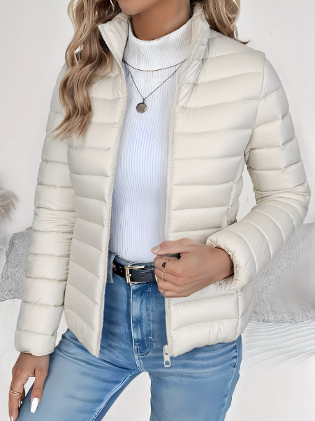Damen Steppjacke schlank geschnitten – Creme – Noravolo