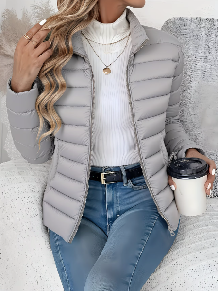 Damen Steppjacke schlank geschnitten – Grau – Noravolo