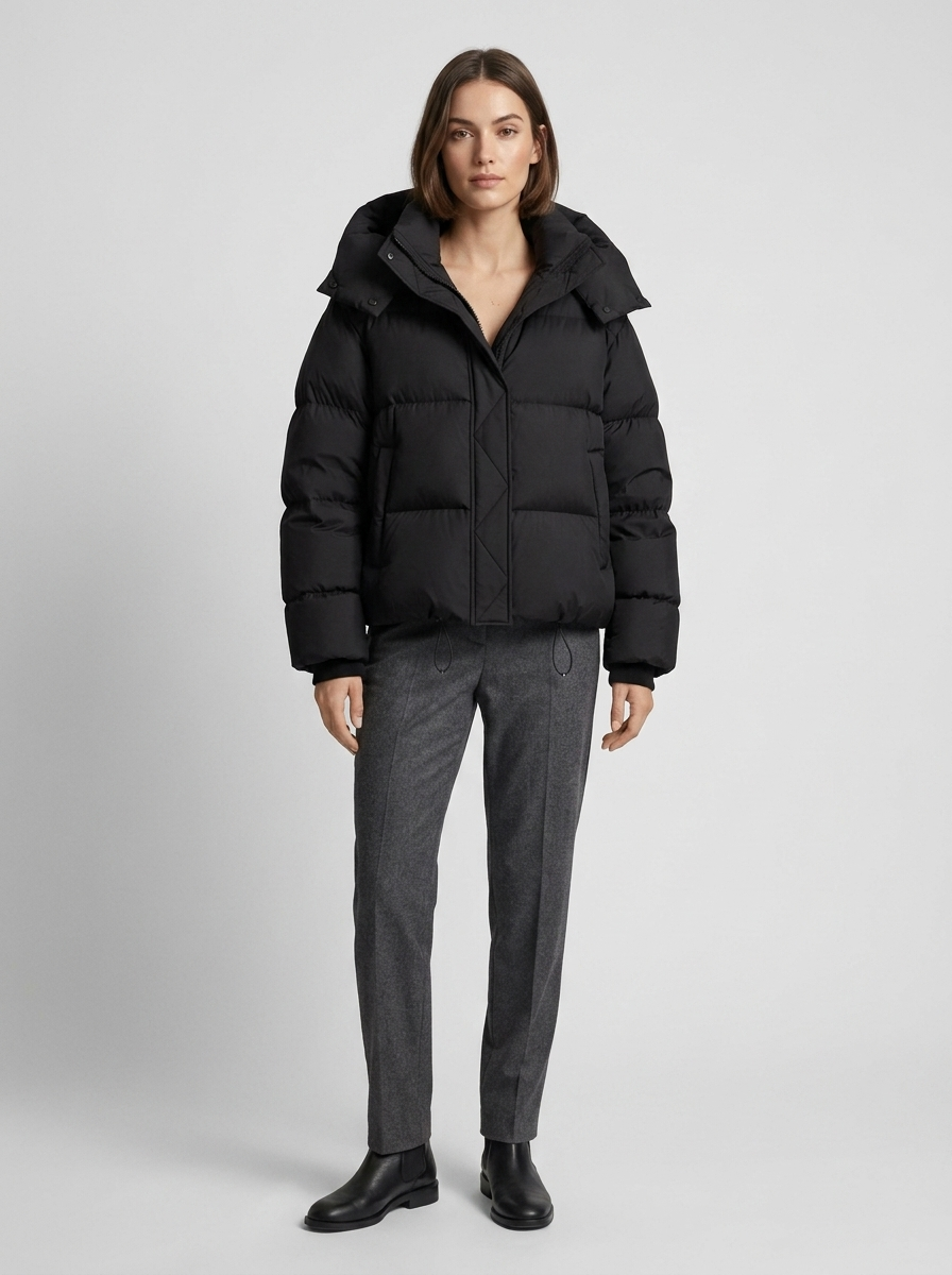 Damen Steppjacke kurz – Schwarz – Noravolo