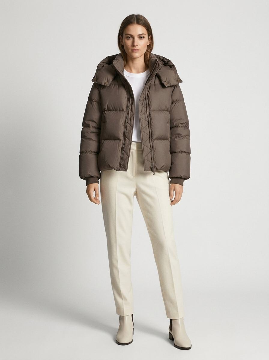 Damen Steppjacke kurz – Braun – Noravolo