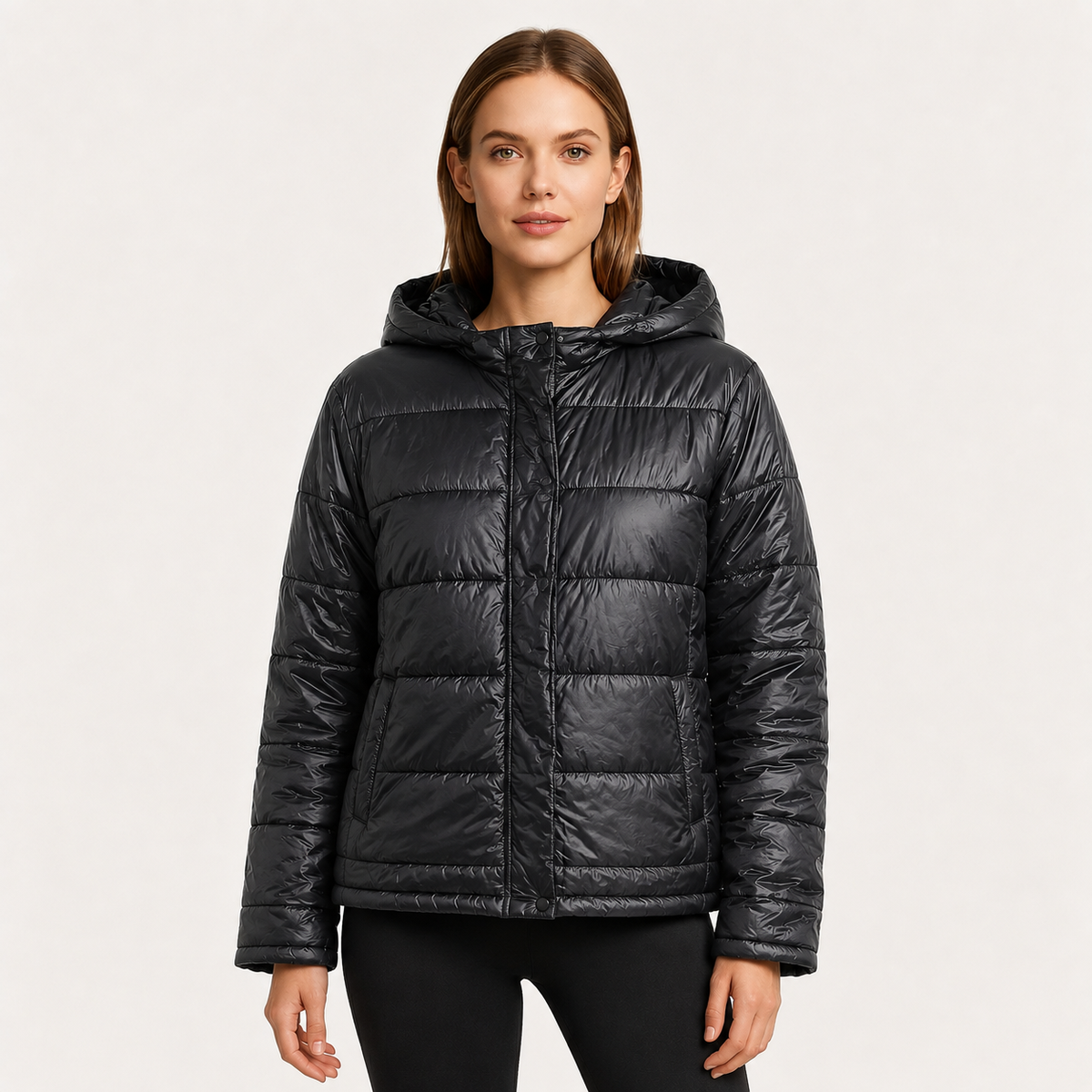 Damen Steppjacke Oversized – Schwarz – Noravolo