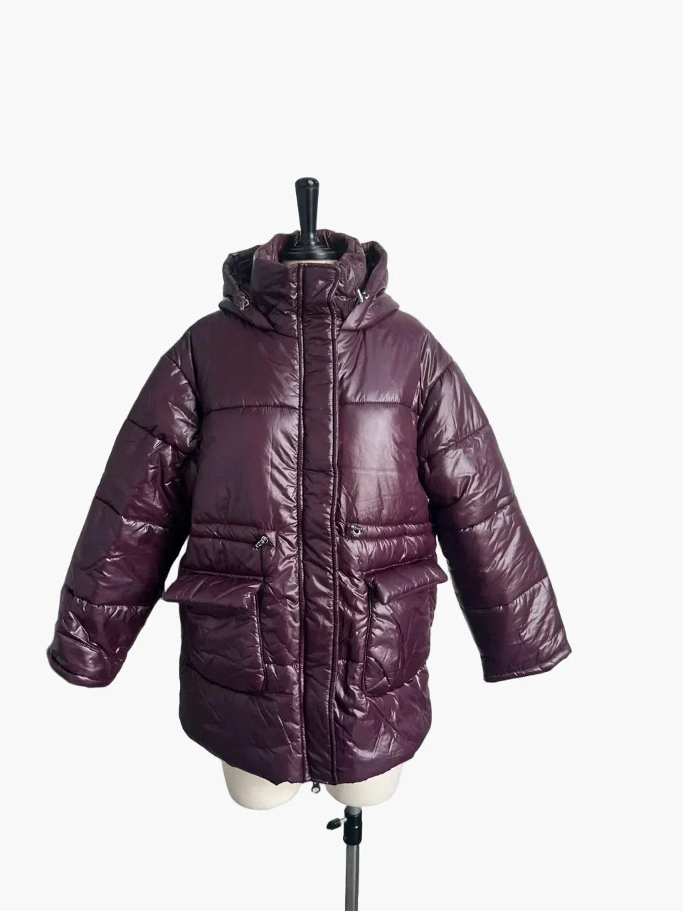 Damen Steppjacke tailliert mit Kapuze – Rot – Noravolo