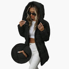 Damen Steppjacke tailliert mit Kapuze – Produktfoto – Noravolo