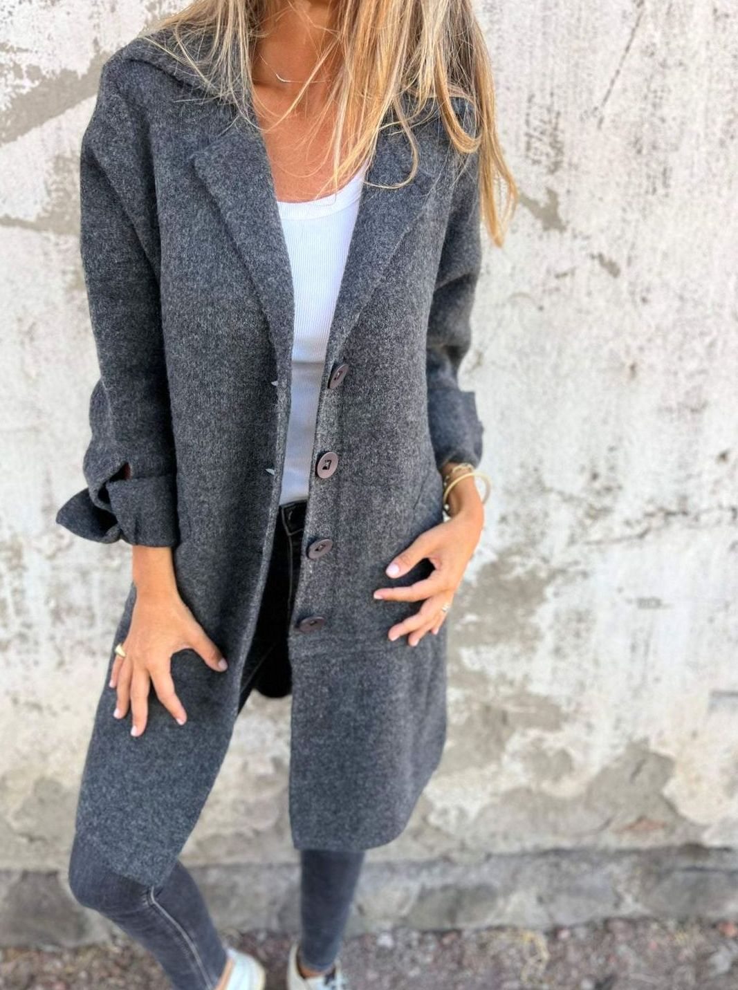 Damen Strickjacke Oversize – Schwarz – Noravolo